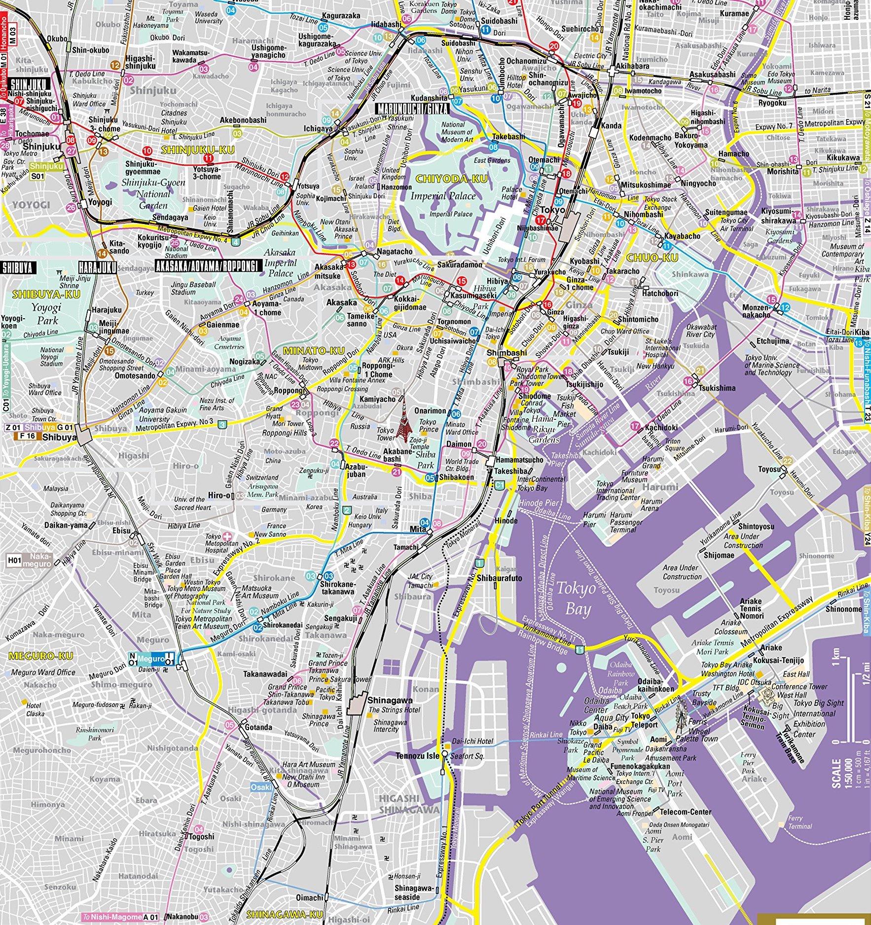 tokio karta Centralny Tokio   mapa środkowej części Tokio (Kanto   Japonia) tokio karta