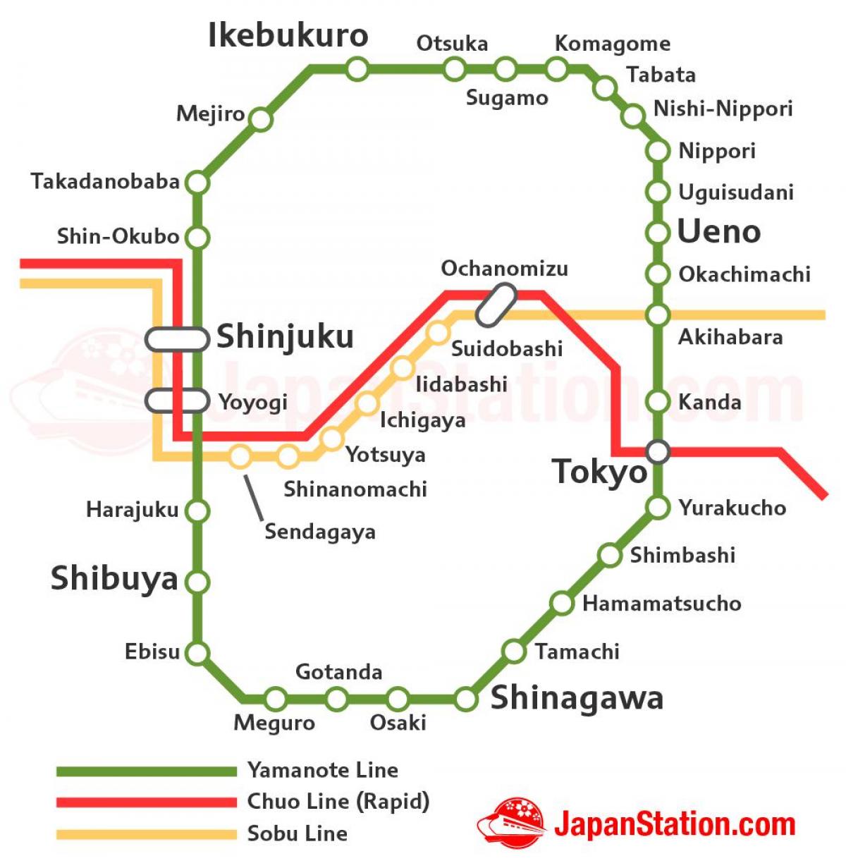 Tokio za linią Jr mapie