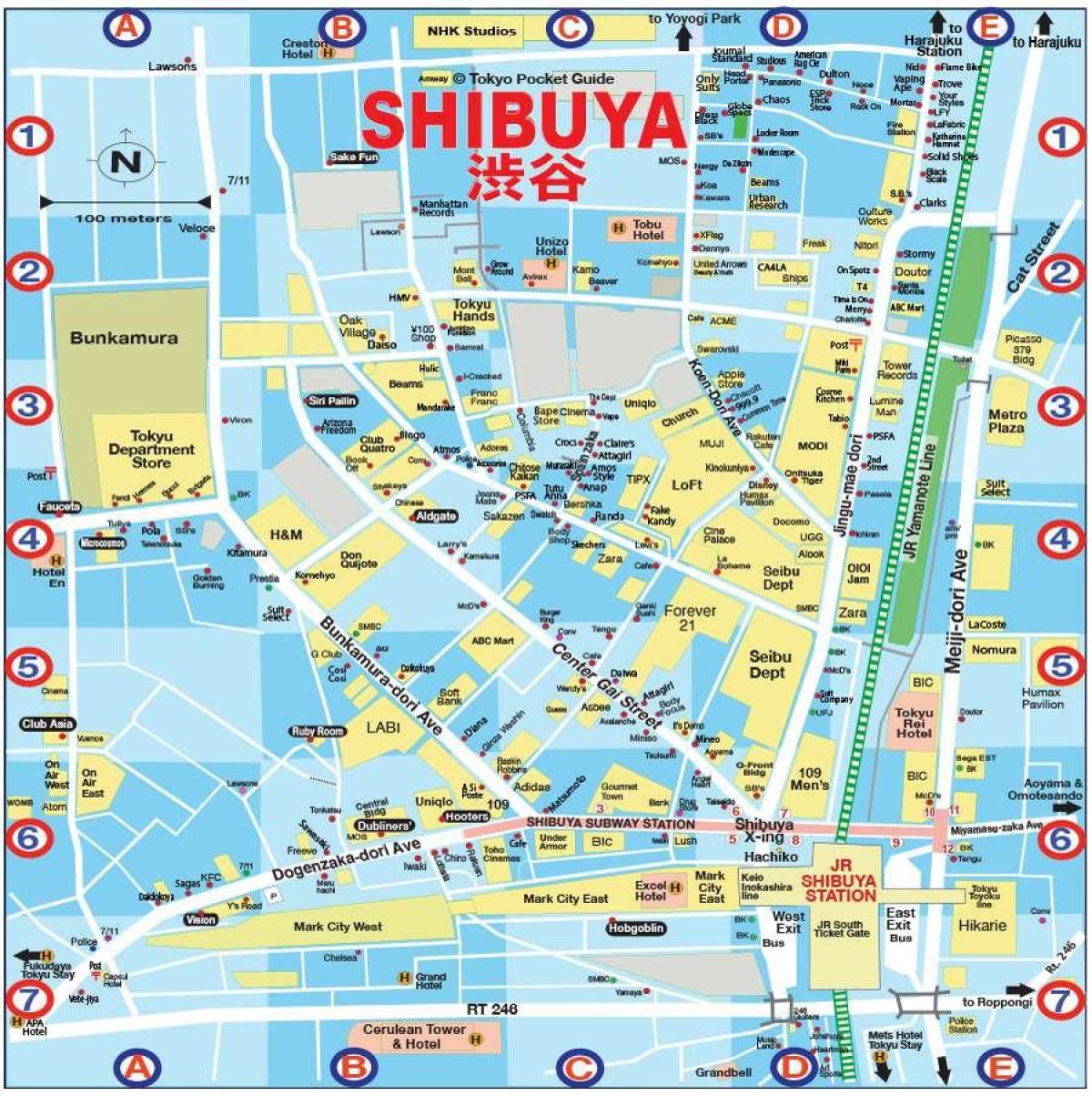 mapa Shibuya w Tokio