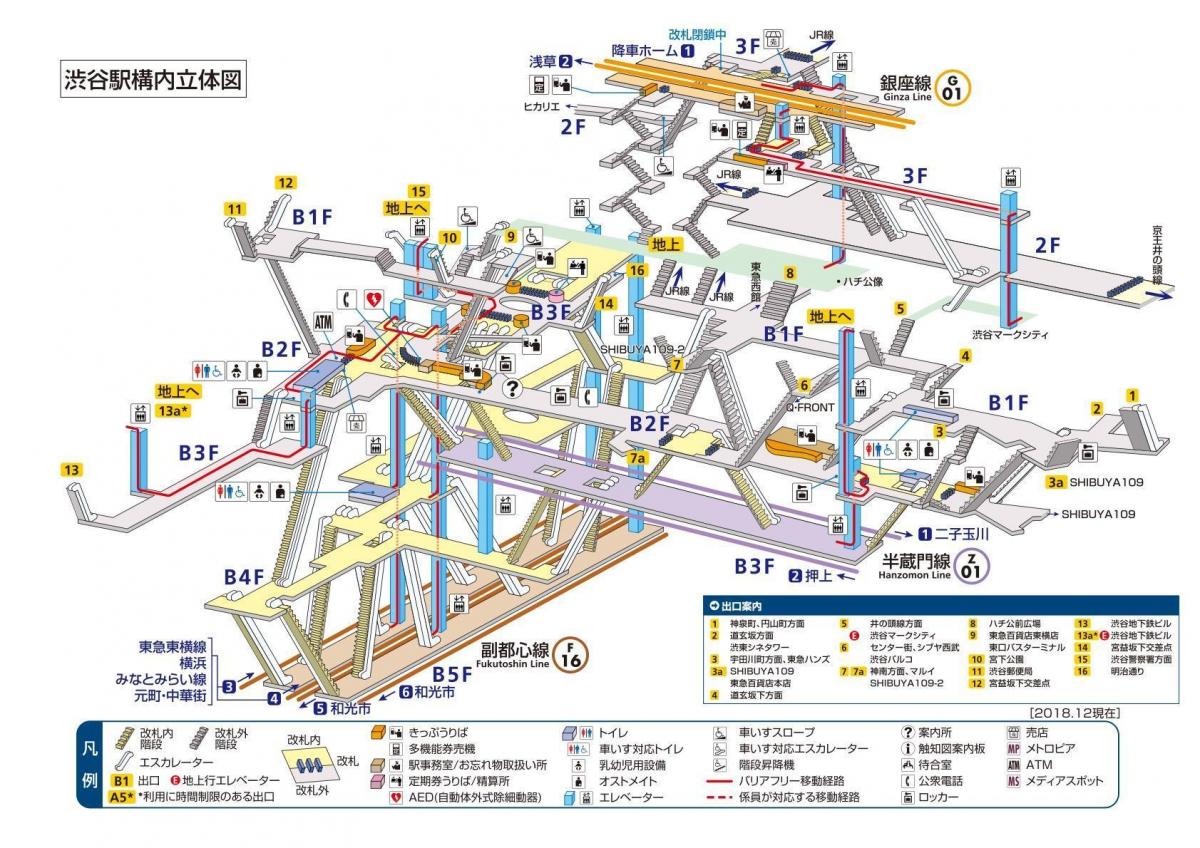 Stacji metra shibuya mapie