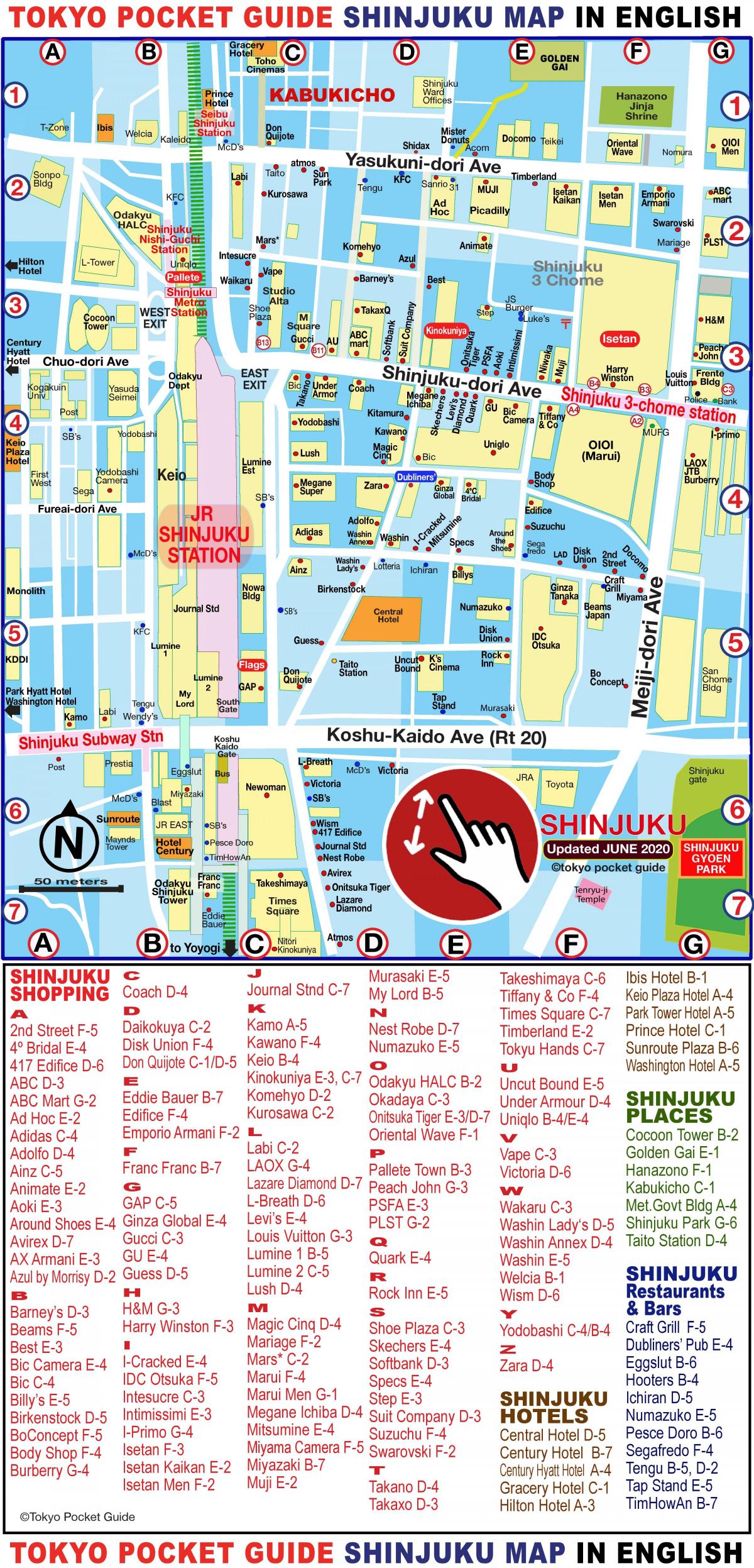 Shinjuku handlowych mapie