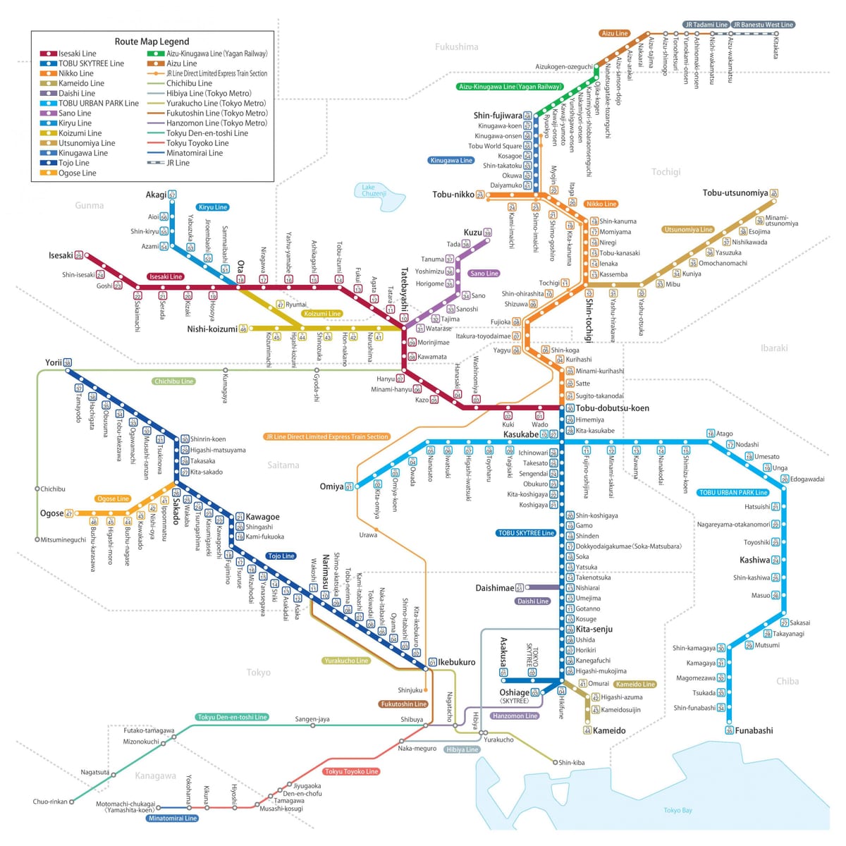 mapa linii tobu тодзио