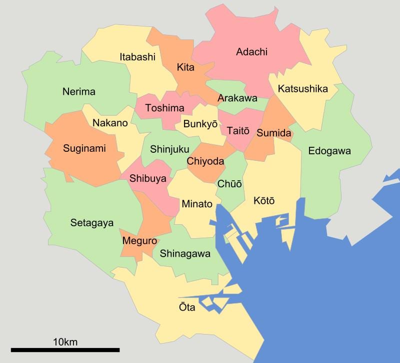mapa Tokio