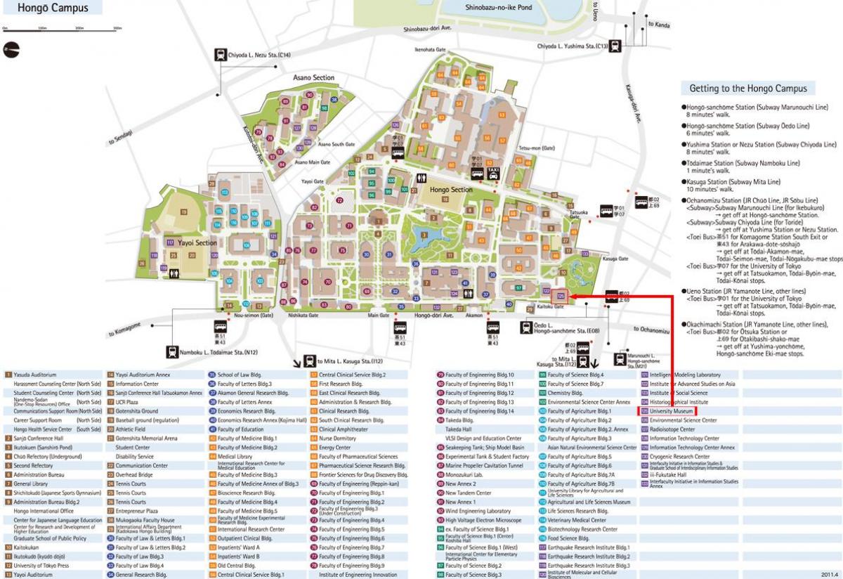 Tokio uniwersytet kampusu mapie