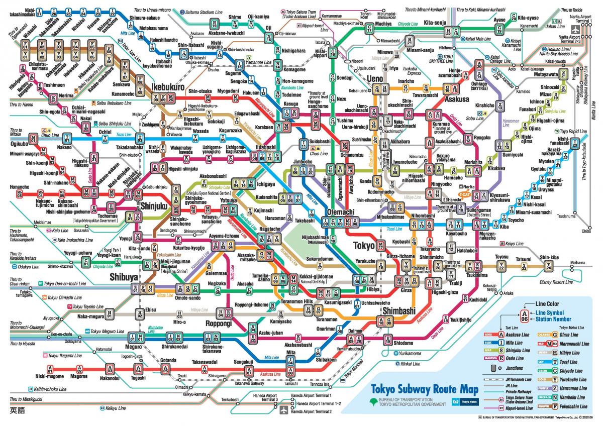 Tokio mapa metra w języku angielskim