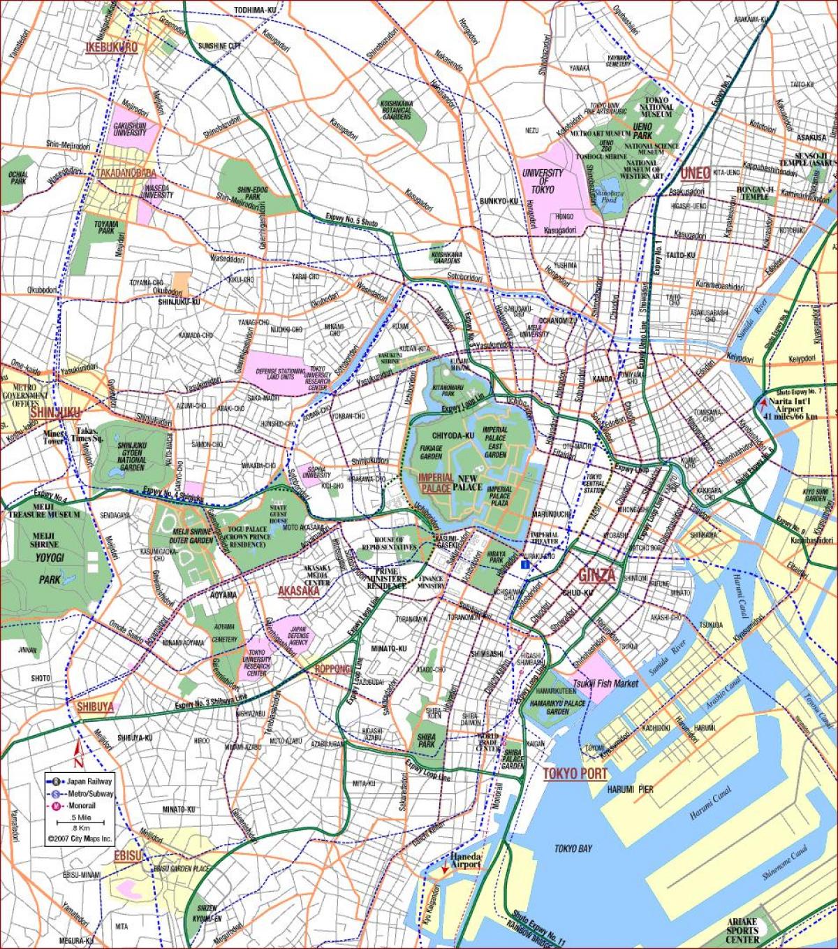 mapa miasta Tokio