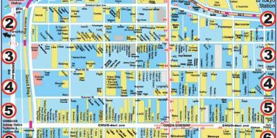 Mapa dzielnicy Ginza w Tokio w języku angielskim