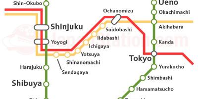 Tokio za linią Jr mapie