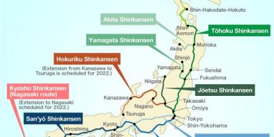 Shinkansen kolejowego w Tokio mapie